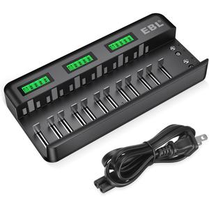 EBL 12+2 Bay Universal Rechargeable Battery Charger for AA AAA C D 9V Ni-MH Ni-CD Batteries & 9V Rechargeable Batteries (AC Power Supply), Pack Of 2