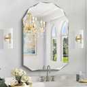 26"x38" Frameless Mirror, Arched Shape with Diamond-Shaped Beveled Edge,Unframed Decorative with Upgraded Shatterproof Glass,Unique Frameless Mirror for Bathroom,Living Room,Bedroom