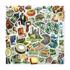 108 PCS Irish Stickers, Waterproof Vinyl Decals, Irish Themed Decorations for Laptop, Water Bottle, Journals, Scrapbooks, Ireland Travel Souvenir Sticker Pack for Teens, Adults