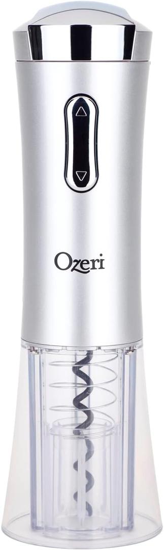 Ozeri Nouveaux Electric Wine Opener with Removable Free Foil Cutter, Refined Silver (Sliver)