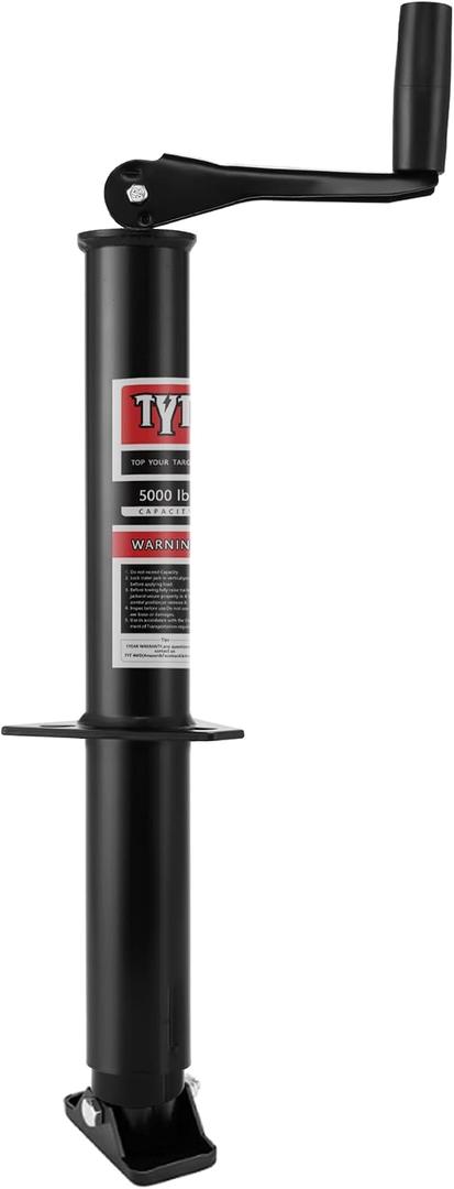 TYT Heavy Duty 5000lbs A-Frame Trailer Jack with 15" Top-Wind Vertical Travel, Black Sandblast Coating, and Foot Plate for RVs, Boat, Utility, and Camping Trailers