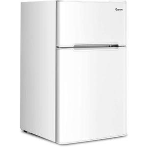 ARLIME Mini Fridge with Freezer, 3.2 Cu. Ft, Compact Refrigerator w/Double Reversible Door, Removable Glass Shelves, Adjustable Thermostat, Low Noise, Small Refrigerator for Dorm Office Bedroom,White