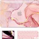 B BELK Compatible with MacBook Air 13 inch Case 2021 2020 2019 2018 M1 A2337 A2179 A1932 Touch ID,Plastic Laptop Hard Shell+2 Keyboard Cover+Screen Protector for MacBook Air 13.3 inch Case,Pink Marble