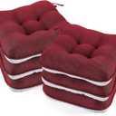 BETU Chair Cushions for Dining Chairs Set of 6,3.5" Thick Kitchen Table Chair Pads with Ties,Non Slip Backing and Covers, Christmas Decor Seat Cushion for Dining Room,Bar,Patio Chairs,16"X16"X3.5",Red