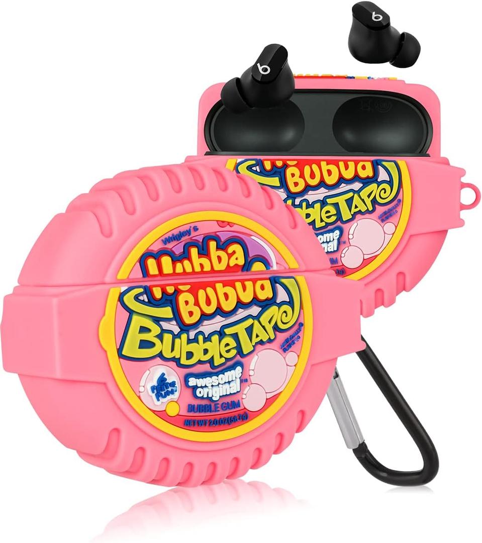 Jowhep Case for Beats Studio Buds Funny Unique 3D Design Cute Silicone Cover Fashion Kawaii Cool Fun Cartoon Wireless Powerbeats Cases for Beats Earbuds Headphones for Girls Boys Teen Bubble Gum