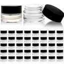 90 Pack 5ml Small Clear Jars, Empty Glass Cosmetic Containers Bulk with Liner Airtight Cream Bottle for Beauty Product Samples, Travel, Lotions, Essences (Clear & Black)
