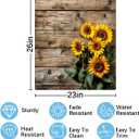 Dishwasher Magnet Cover Retro Wooden Sunflower Reusable Dishwasher Magnetic Cover Sticker Decorative Dish Washer Door Cover Panel for Home Kitcen Appliance, 24"L x 24"W