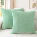 CaliTime Throw Pillow Covers Decorative 20 X 20 Inches Pack of 2 Cozy Chenille Cushion Cases for Couch Sofa Bed Living Room Home Grey Green