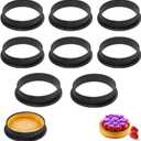 Tart Ring Molds, Hsxxf 8pcs Round Shape Cake Molds Mousse Circle Mini Tart Rings for Baking Muffin Mousse Cake Circle Cutter (8)