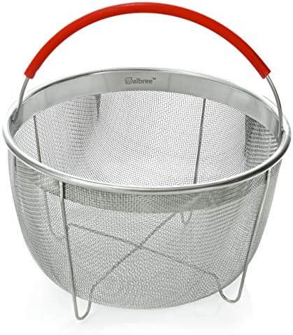 Original Salbree Steamer Basket for 8 qt quart Instant Pot Accessories, Stainless Steel Strainer and Insert fits IP Insta Pots, Instapot, Other Pressure Cookers, with Silicone Handle [3qt 6qt avail]