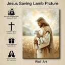 2 x OTOSTAR Jesus and Lamb Christian Wall Art Canvas Prints - Jesus Saves the Lost Lamb Christian Canvas Wall Art for Prayer Room Baptism Serenity Prayer Church Decor - 12 x 16 Inch