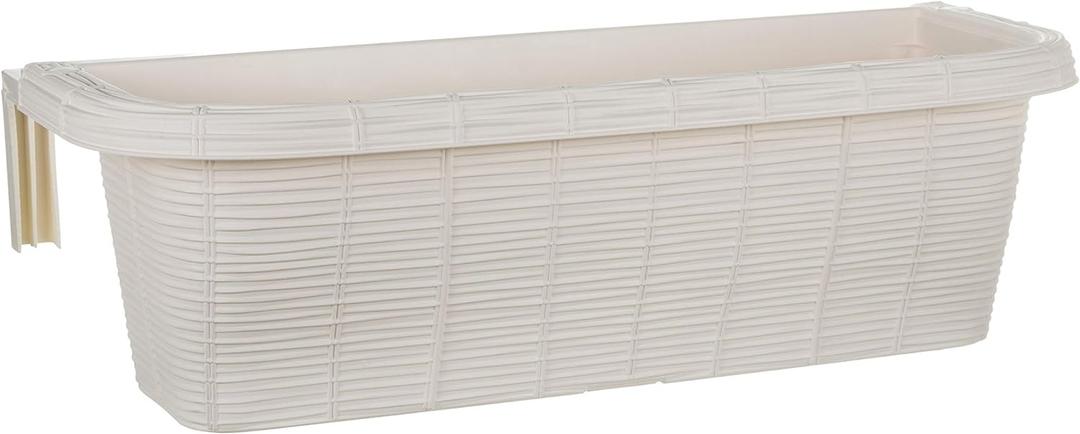 Apollo Exports International AP-30312 23.5" Adjustable Railing Planter, Ratan Look, White