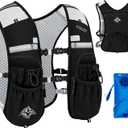 Running Hydration Vest for Women Men - Waterproof Running Water Backpack Hydration Pack with 12 Pockets, Lightweight Water Vest for Hiking Trail Cycling Marathon Race (Large, Black-with 2L Water Bladder)