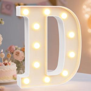 Pooqla LED Marquee Letter Lights Sign, Light Up Alphabet Letter for Home Party Wedding Decoration D, 8.86 in