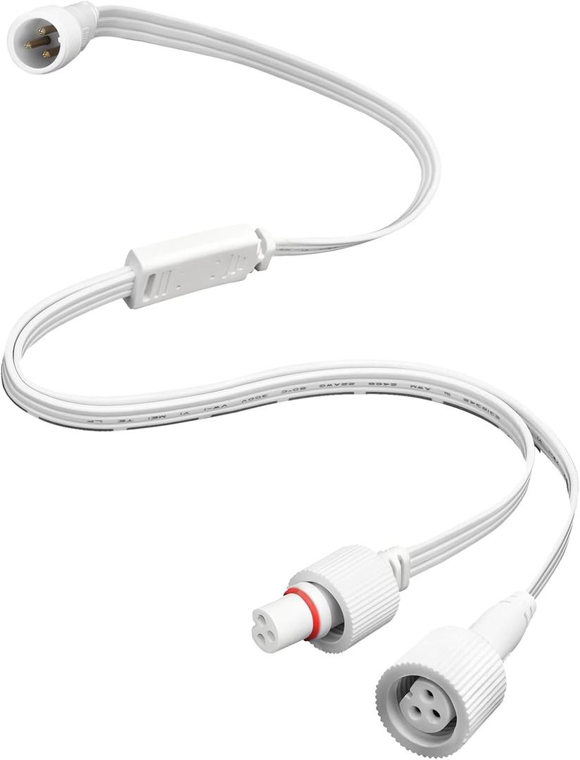 1.64FT Y-Splitter Permanent Outdoor Lights Extension Cable for GOVEE,Y-Shaped IP68 Waterproof Extension Cord with 3Pin Plug,Suitable with Govee H705A H705B H705C H706A H706B (1 MALE to 2 FEMALE)