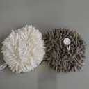 Chenille Hand Towels, 2 Pack Hanging Soft Absorbent Microfiber Hand Towels, Super Fluffy Chenille Ball Towels with Hanging Loops for Bathroom Kitchen (White&Grey)