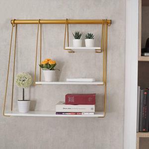 Gold Floating Shelf for Wall Shelf | Floating Shelves White Gold Bedroom Decor Bookshelf- Modern, Aesthetic, Hanging, Mounted, Tier, Book, Storage, Nursery, Bathroom, Display (Gold and White) 