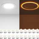 Amico 20 Pack 4 Inch 5CCT LED Recessed Ceiling Light with Night Light, 2700K/3000K/3500K/4000K/5000K Selectable Ultra-Thin Recessed Lighting, 10W=90W, 700LM, Dimmable Canless Wafer Downlight - ETL&FCC