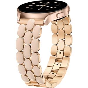 Wearlizer Metal Bracelet Compatible with Samsung Galaxy Watch 7 Band 6 5 4 Active 2 FE 40mm 44mm/Watch 6 4 Classic/5 Pro/3, 20mm Enamel Dressy Stainless Steel Strap for Samsung Watch Bands Women