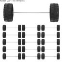 EXCEART Black Plastic Car Wheel Model 1 Set Small Wheels Replacement Accessories Wheels Shafts Axle Model Car Tire Wheels