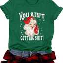 Christmas Shirts for Women Funny Merry Xmas Holiday Short Sleeve Tee Tops (Green, M)