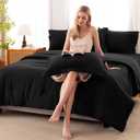 CozyLux Oversized King Comforter Set Black, 7 Pieces Bed in a Bag Comforter Set with Sheets, Soft Bedding Sets with Down Alternative Comforter, Fitted Sheet, Flat Sheet, Pillow Shams and Pillowcases