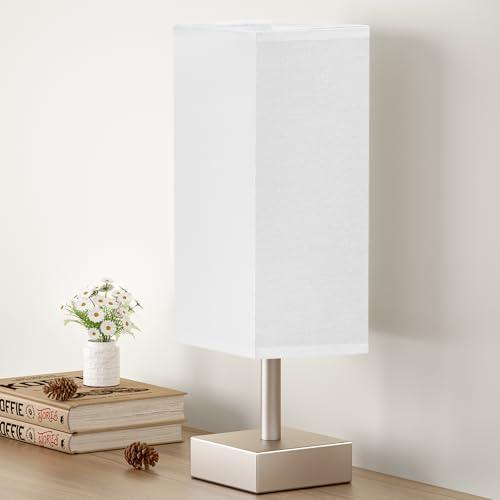 aooshine Antique Small Table Lamp - Bedside Lamp for Bedroom, Minimalist Nightstand Lamp with Square Fabric Shade, Desk Lamp for Kids Room Dorm