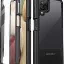 wahhle Compatible with Samsung Galaxy A12 Case, Built in Screen Protector Full Body Shockproof Slim Fit Bumper Protective Phone Cover for Samsung A12 Men Women-Black/Clear