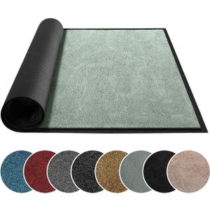 Mibao Dirt Trapper Door Mat for Indoor Outdoor, Waterproof All-Season, All-Weather Doormat, Heavy Duty Non-Slip Entrance Rug, Low Profile Absorbent Entrance Mat Carpet, 36" x 24", Green