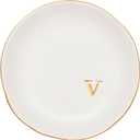 COLLECTIVE HOME - Ceramic Jewelry Tray, Decorative Trinket Dish for Rings Earrings Necklaces Bracelet Watch Keys, Birthday Mother's Day Christmas Gift for Women, 4.75", White Surface (V)