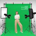 2-in-1 Green Backdrop Stand Kit - 8.5x12 ft Green Backdrop with 10x8.5ft Portable Photography Stand for Video Streaming,Zoom Meetings,Parties,Anti-Wrinkle Polyester Fabric