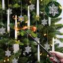 Sunjas Christmas Tree Candles with Magic Wand 12 Pack Flameless Candles for Christmas Tree Flickering Battery Operated LED Candle for Holiday Home Party Decor with Snowflake