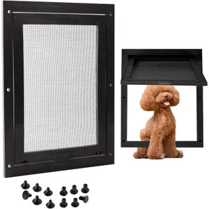 Tongass Easy-to-Install Screen Door Pet Flap 10" x 15 1/4" Screen Pet Door Suitable for Pets Under 100 Lbs Impact-Resistant Frame with Secure Dual Sliding Locks for Porch and Window Screens (Large, Black)