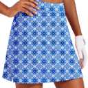 Ekouaer 16" Golf Skorts for Woman with Inner Pockets Silicone Grippers Tennis Skirt Quick Dry Athletic Pickleball Skort, Blue Pattern, Medium