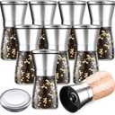 Salt and Pepper Grinder Stainless Steel Sea Salt Pepper Shaker with Adjustable Coarseness Refillable Glass Spice Grinder Mill(Retro,Silver,8)