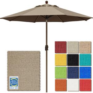 EliteShade USA 10-Year-Non-Fading 9Ft Market Patio Umbrella, UPF 50+ UV Protection Performance Sun Umbrella, Heavy Duty Commercial Grade Outdoor Table Umbrella with Crank & Tilt, Windproof Vented Top for Garden, Pool, Deck and Outdoor Playsets, Mushroom