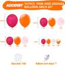 2 x Pink and Orange Balloon Arch Kit, ADOINBY 161Pcs Hot Pink Orange Metallic Gold Latex Balloon Garland kit, 18 12 10 5 Inch Different Size Balloons for Birthday Baby Shower Wedding Party Decorations