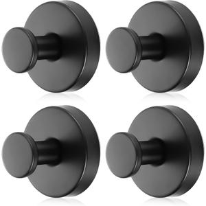 Vacuum Suction Cup Hooks, 4 Pack Stainless Steel Suction Hook for Shower Bathroom Towel Hooks Shower Hooks Holders Hanging Towels, Loofah, Robe, Coat(Black)