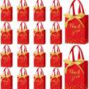 Kolldenn 36 Pack Small Thank You Gift Bags with Handles 5.9 x 4.3 x 2.4 Inches Wedding Favor Bags with Bow Ribbon Graduation Candy Goodie Gift Bag Bulk for Wedding Birthday Bridal Shower(Red)