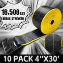 KJE 10 Pack Reflective 4 Inch Straps for Flatbed Trailer, 4" x 30' Black Heavy Duty Tie Down Truck Strap, WLL# 5,500 lbs w/Flat Hooks Winch Straps, Cargo Control for Flatbed Truck, 4"x30'-10pcs