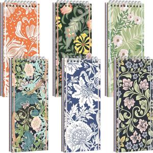 6 Pcs Reporters Notebook, 8.4 x 3.75 Inch Top Bound Spiral Shopping List Notepads Hardcover Skinny Notepads for Work, Shopping List and Class(Classic)