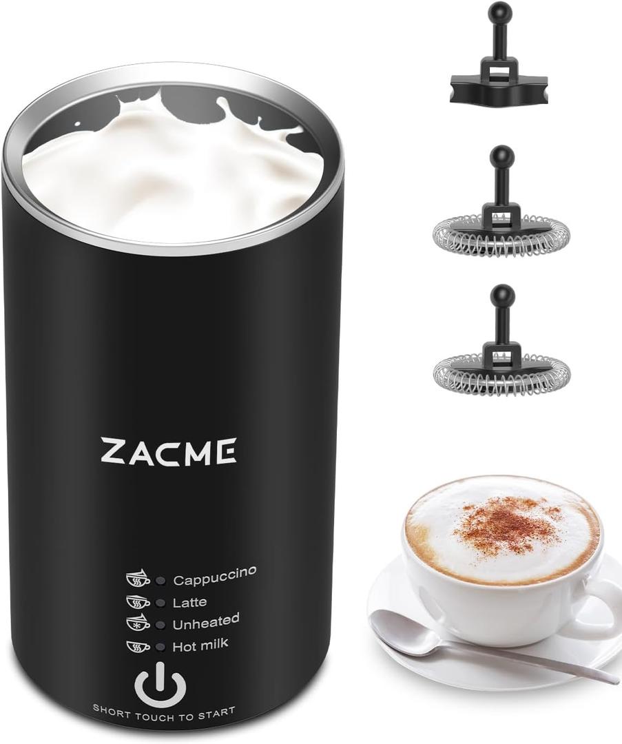 ZACME Milk Frother, 4 in 1 Electric Milk Steamer, Automatic Hot and Cold Foam Maker and Milk Warmer for Coffee, Latte, Cappuccino, Hot Chocolate, Macchiato