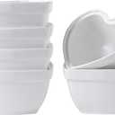 6PCS 8OZ Heart Shape Ramekins Ceramic Bowls, Ceramic Ramekins for Souffle, Dessert, Snacks, Brulee, Sauces, Modern Design Dishes Gift, Kitchen Supplies for Oven & Dishwasher Safe (White)