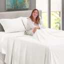 Nesti Oueen Size 4 Piece Bed Sheet Set, 
Microfiber, Cooling, Hotel Luxury, Soft, Breathable, Wrinkle-Free, Easy to Care, White
