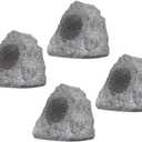 Theater Solutions 4R4G Outdoor Granite Rock 4 Speaker Set for Deck Pool Spa Patio Garden