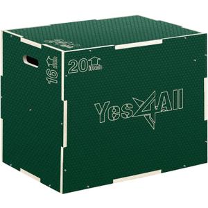 Yes4All 3 in 1 Non-Slip Wooden Plyo Box, Step Up Box for Workout, Plyometric Jump Box for Skipping, Jumping, Lunges, Squats, Dips