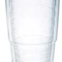 Tervis Clear & Colorful Lidded Made in USA Double Walled Insulated Tumbler Travel Cup Keeps Drinks Cold & Hot, 24oz, Orange Lid