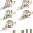 JUXYES Pack of 5 Euro Rose Decorative Cabinet Knobs with Plate, Floral Ivory Drawer Knob Cupboard Door Knobs, Ivory White Drawer Pulls Cabinet Handle Knobs for Dresser Cabinet (Small, Antique Silver)