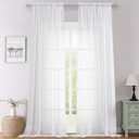 Lecloud White Sheer Curtains 120 Inches Long 2 Panels, Extra Wide Farmhouse Elegant Light Filtering Window Curtains, Solid Airy Voile Sheer Curtain for Living Room Bedroom Big Windows, 59" W x 120" L