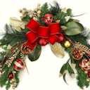 Suncalla 24 Inch Christmas Swag Decoration Christmas Table Centerpiece Artificial Decorative Swag with Berries Pine Cone Red Bow Xmas Balls for Table Fireplace Mantel Front Door Wall Windows Decor